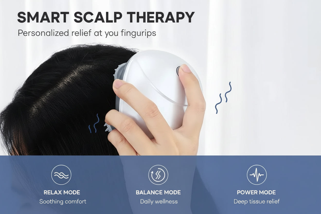 Electric Scalp Massager Head Massager with Vibrator Heated for Relaxation Treatments Migraine Relief Hair Growth Body Massager
