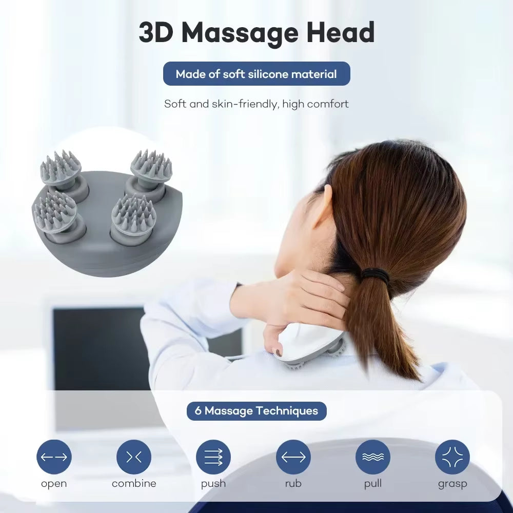 Electric Scalp Massager Head Massager with Vibrator Heated for Relaxation Treatments Migraine Relief Hair Growth Body Massager